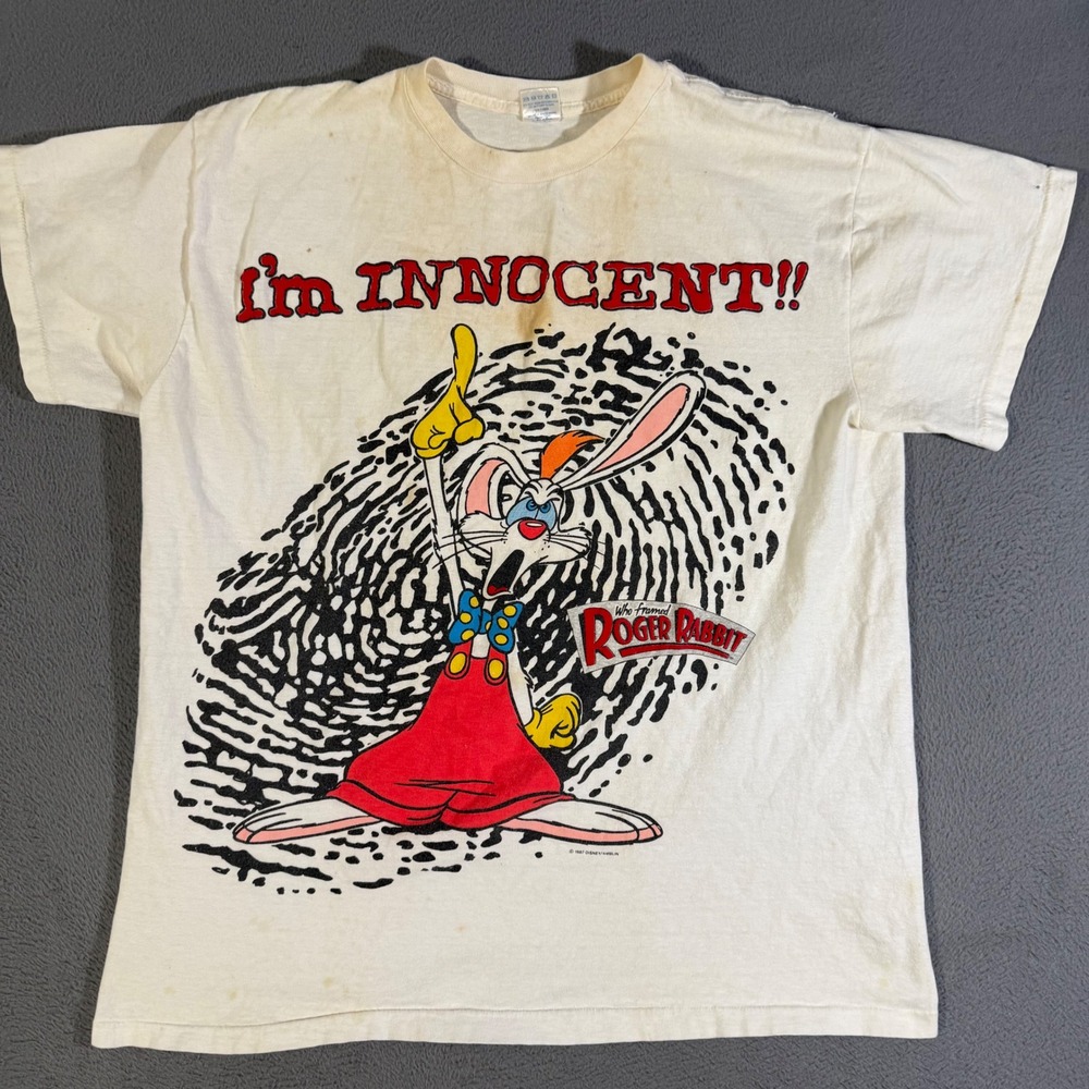Rare Vintage 1987‎ Who Framed Roger Rabbit I'm Innocent!! T-Shirt Disney Amblin